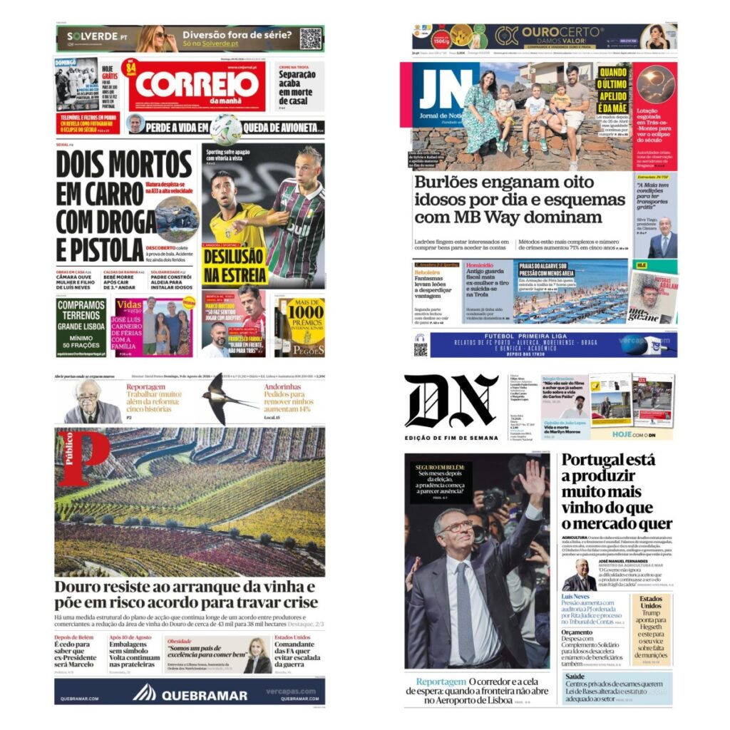 Capas dos principais jornais nacionais