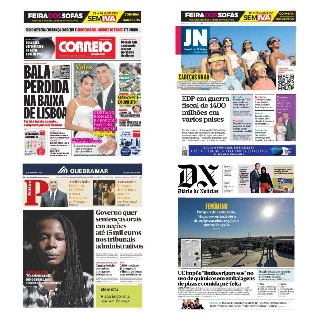 Capas dos principais jornais nacionais