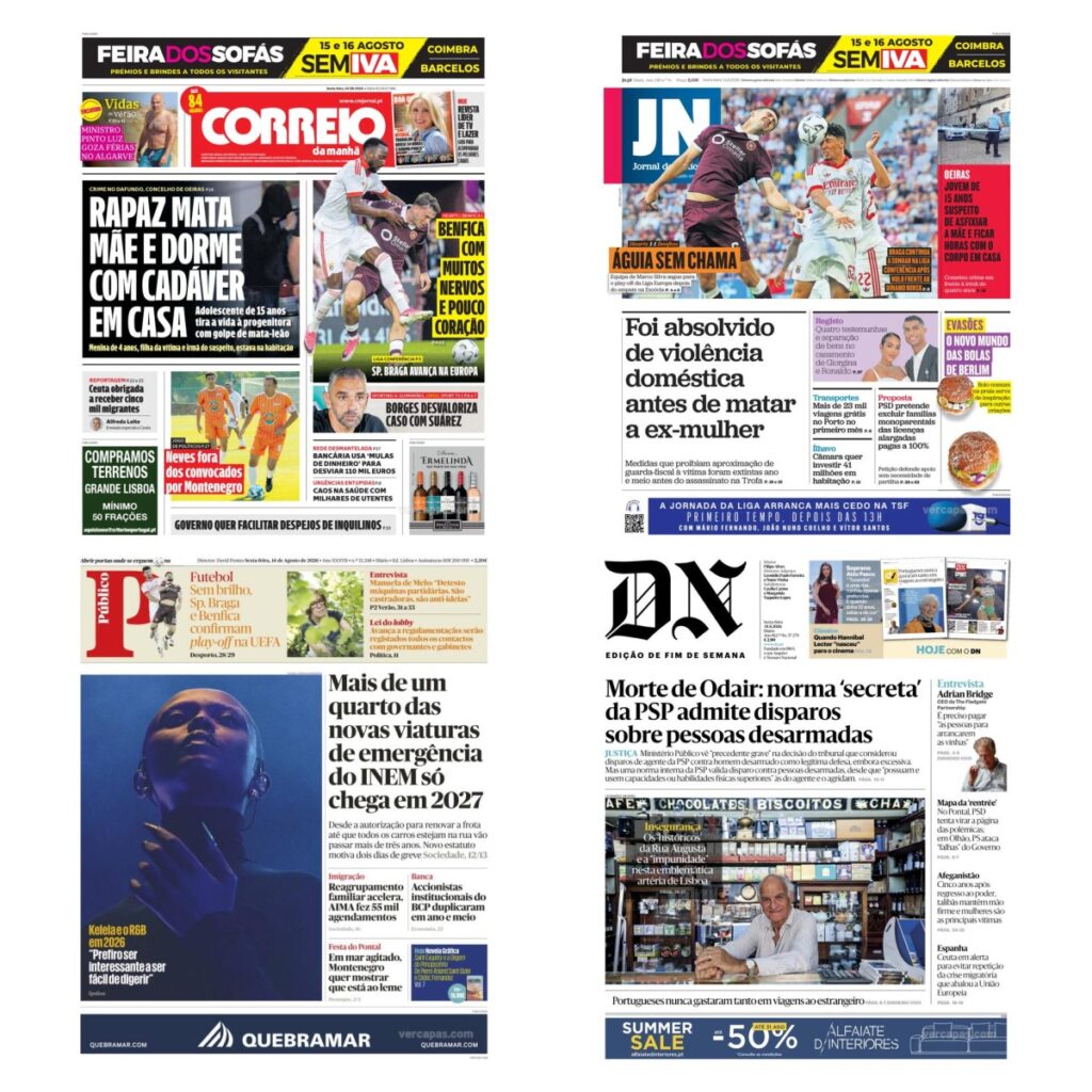 Capas dos principais jornais nacionais