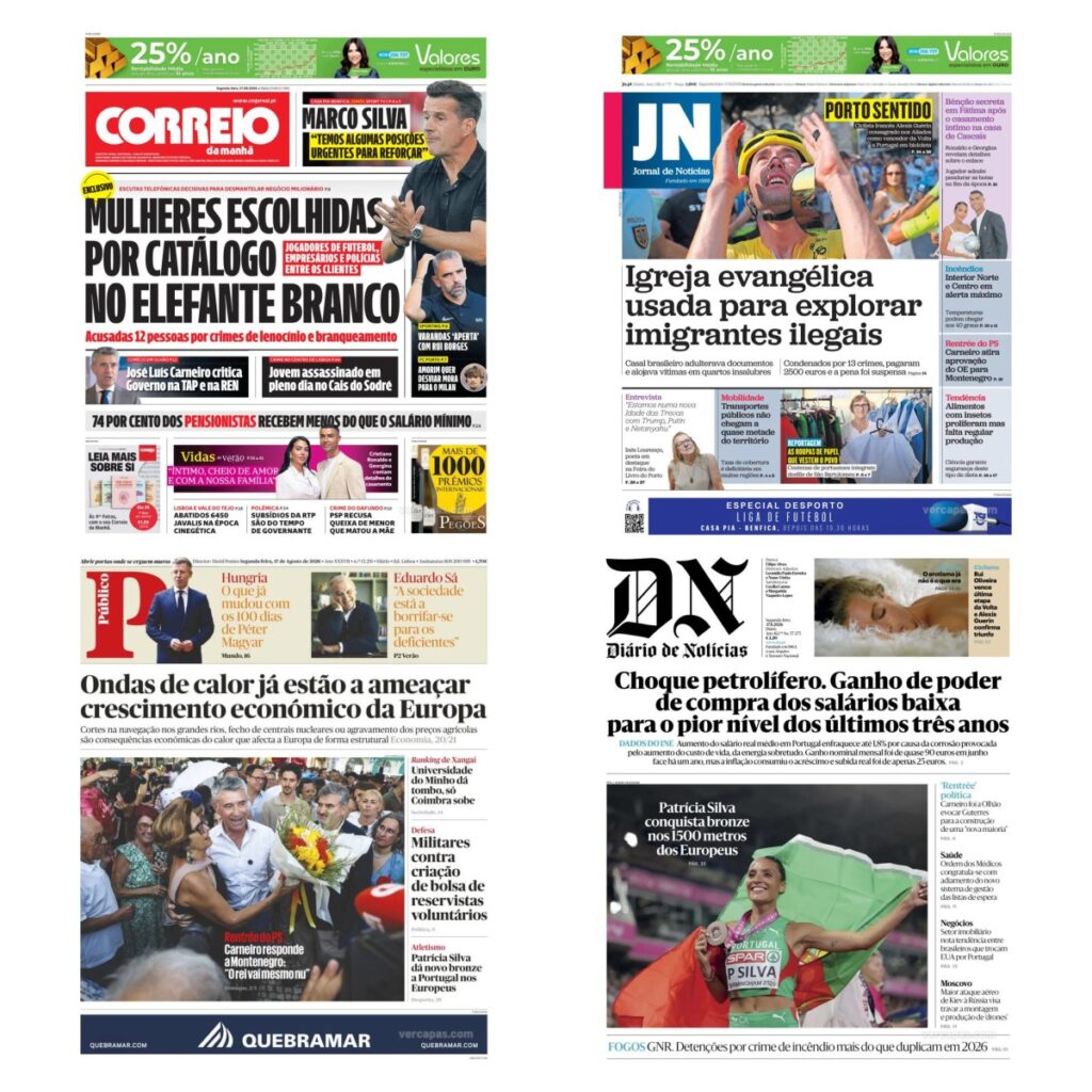 Capas dos principais jornais nacionais