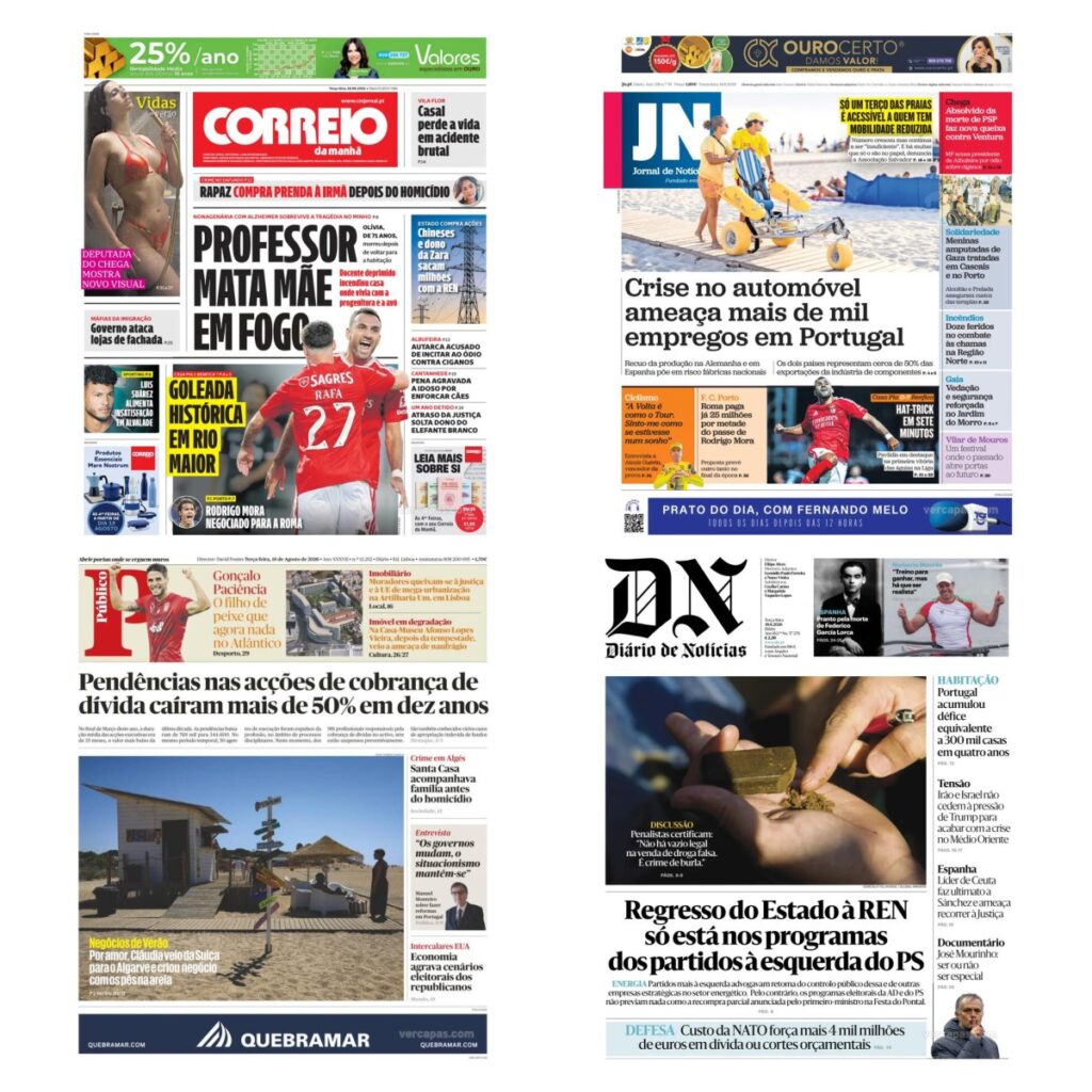Capas dos principais jornais nacionais