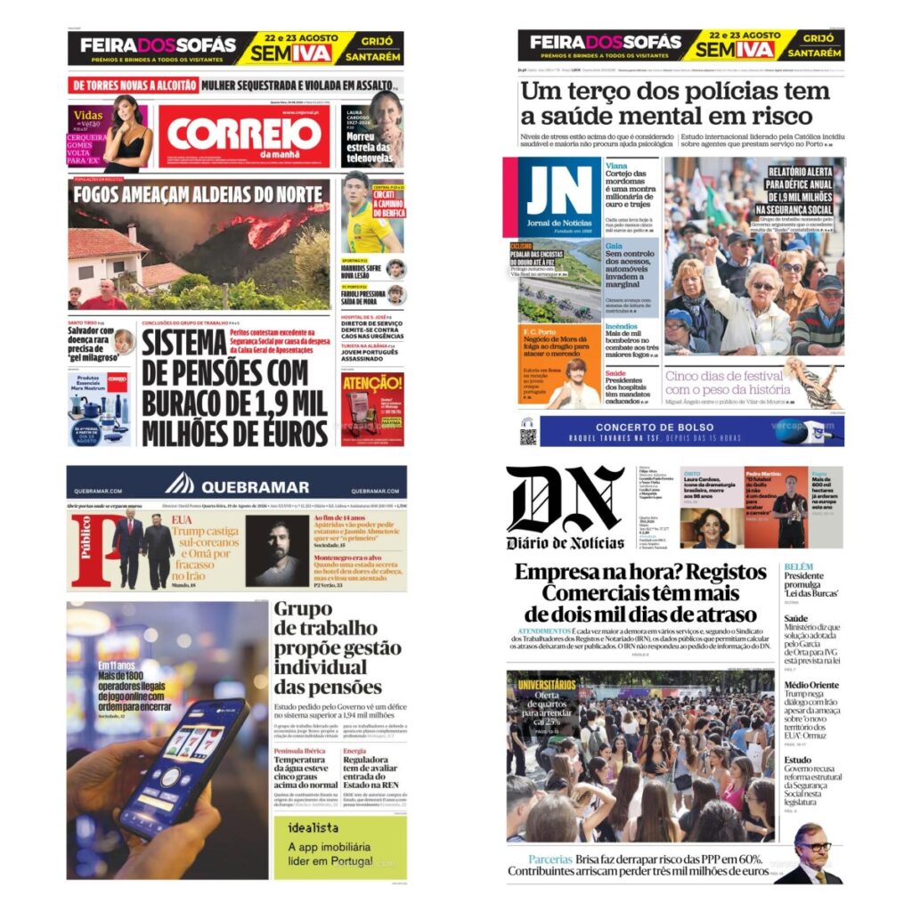 Capas dos principais jornais nacionais