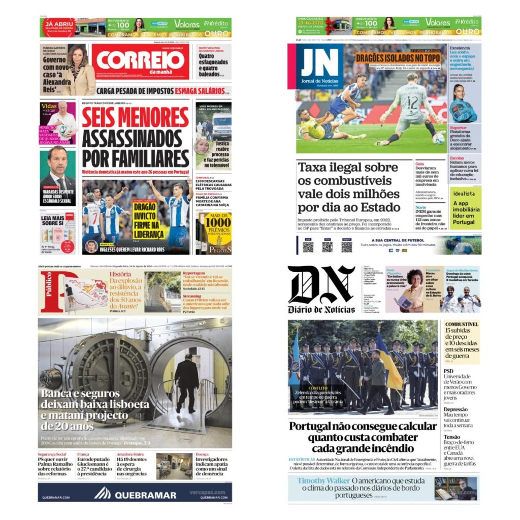 Capas dos principais jornais nacionais