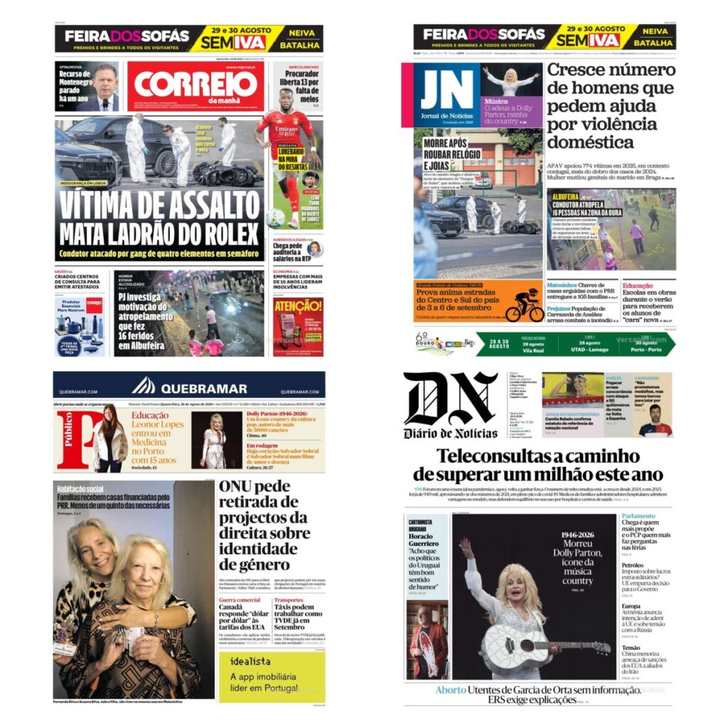Capas dos principais jornais nacionais