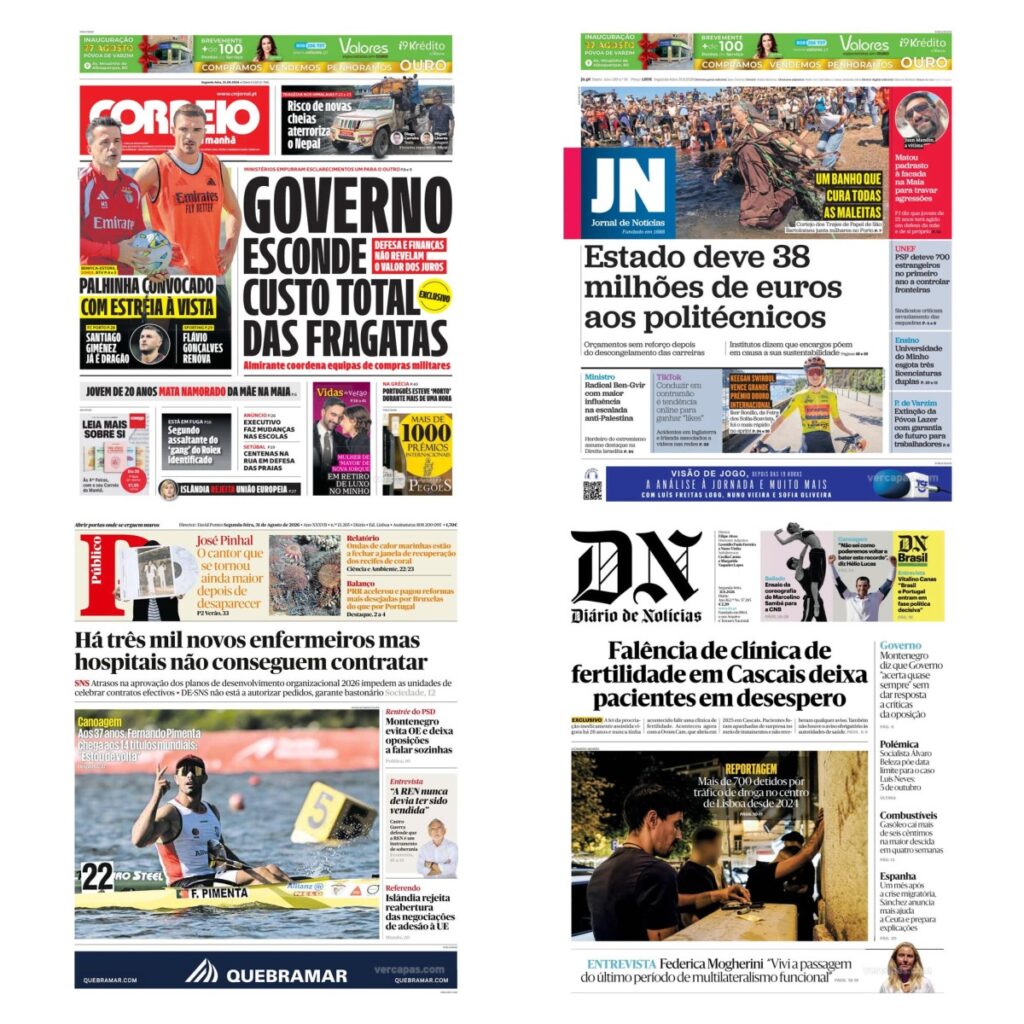 Capas dos principais jornais nacionais