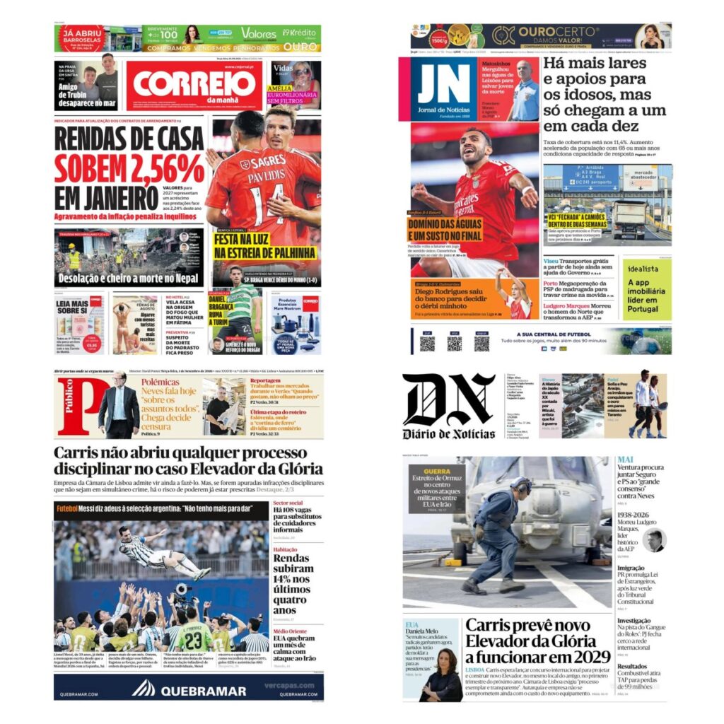 Capas dos principais jornais nacionais
