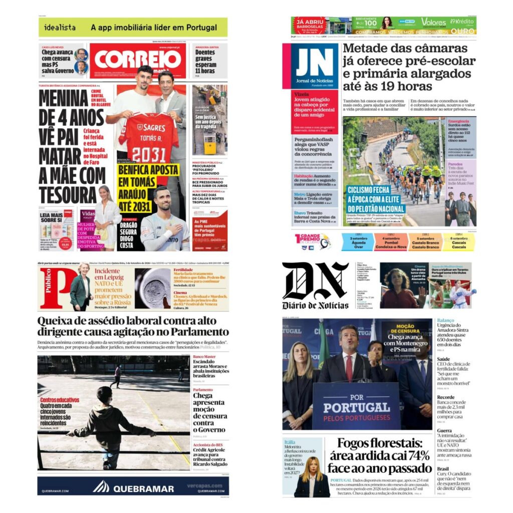 Capas dos principais jornais nacionais