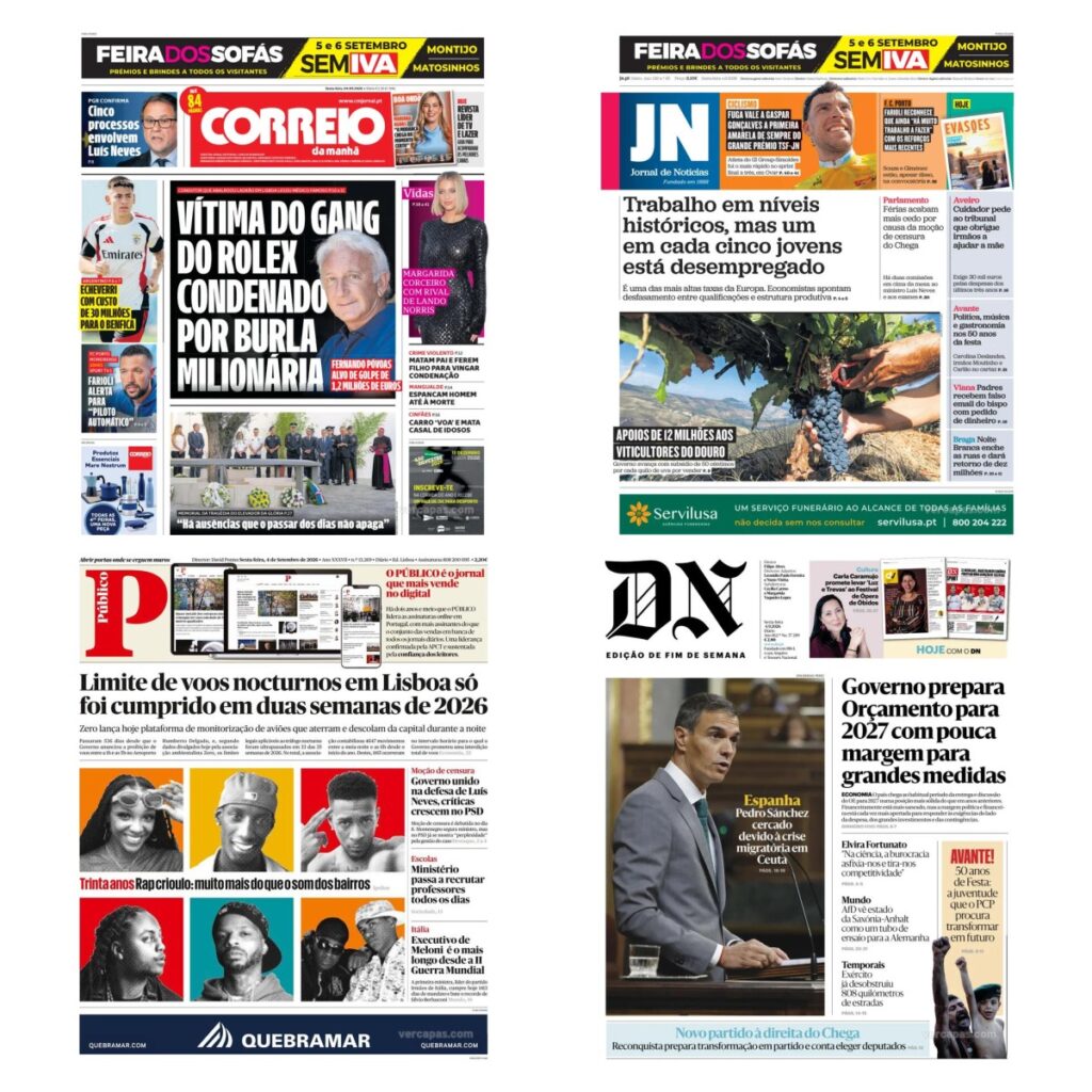Capas dos principais jornais nacionais