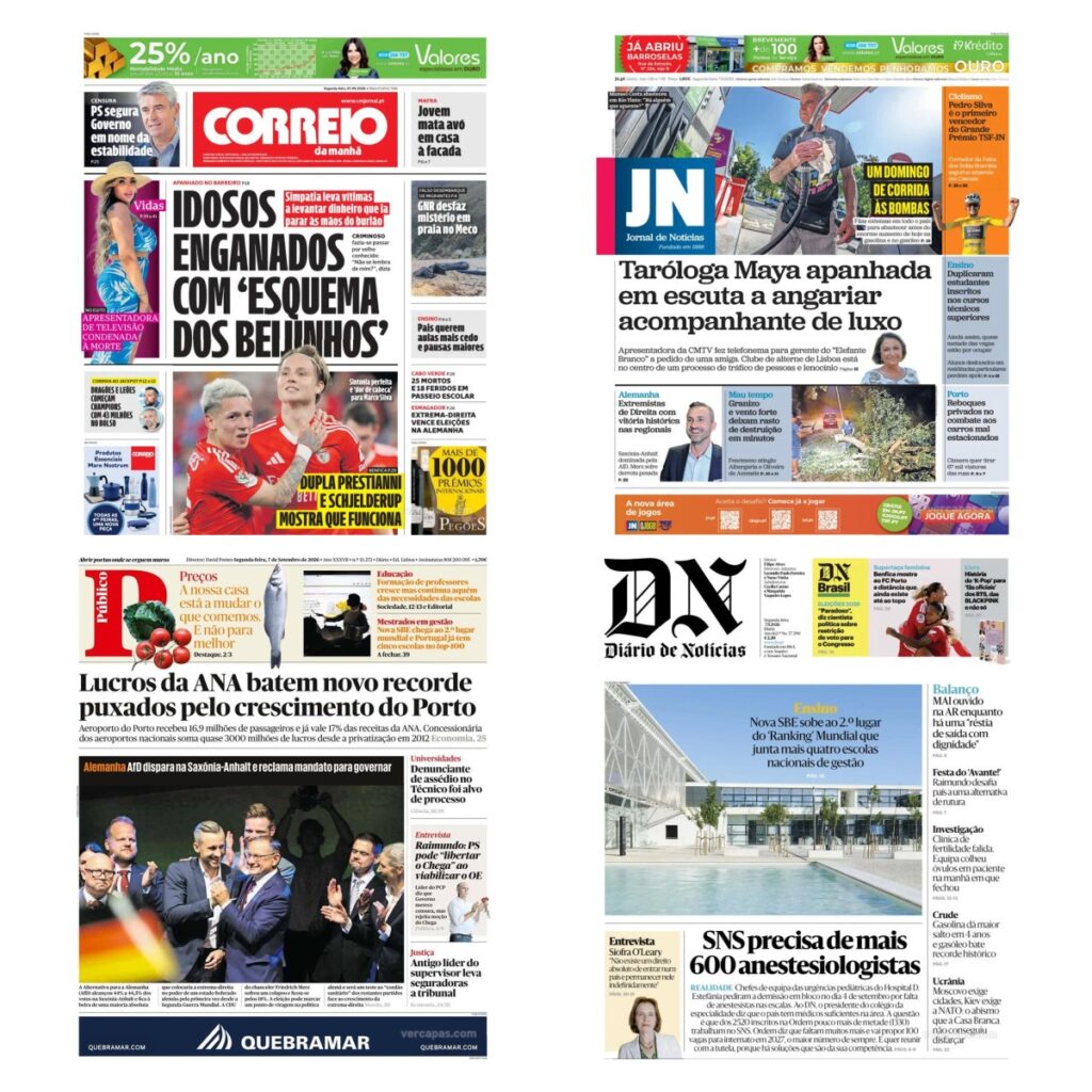 Capas dos principais jornais nacionais
