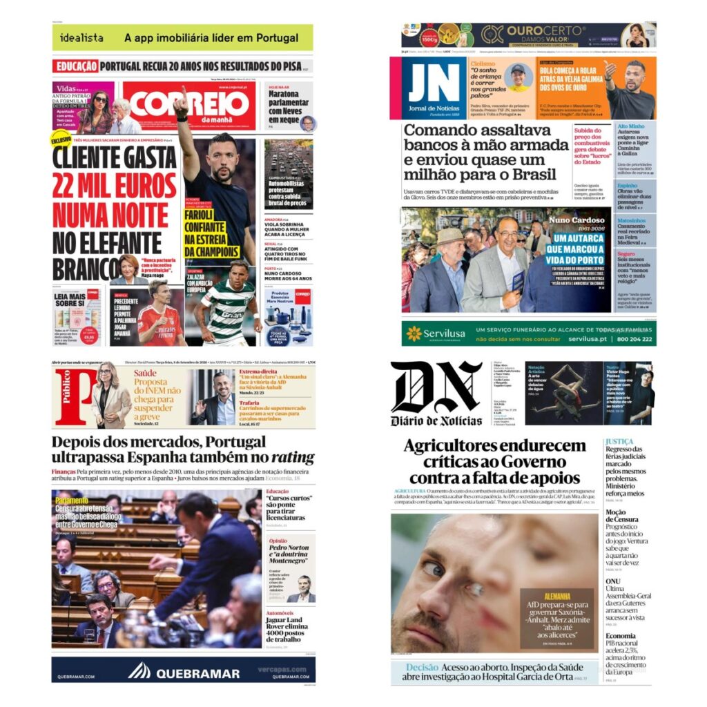 Capas dos principais jornais nacionais