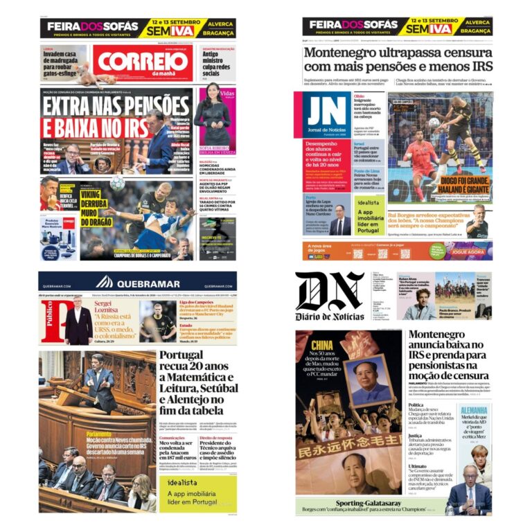 Capas dos principais jornais nacionais
