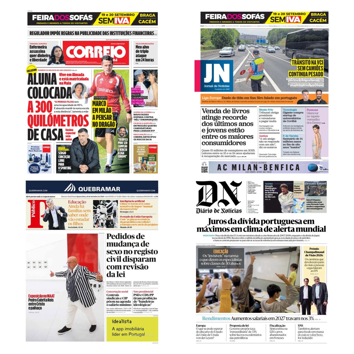 Capas dos principais jornais nacionais