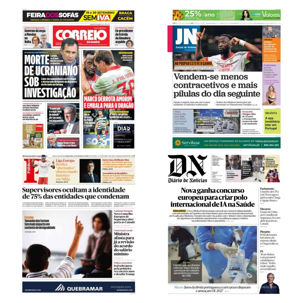Capas dos principais jornais nacionais