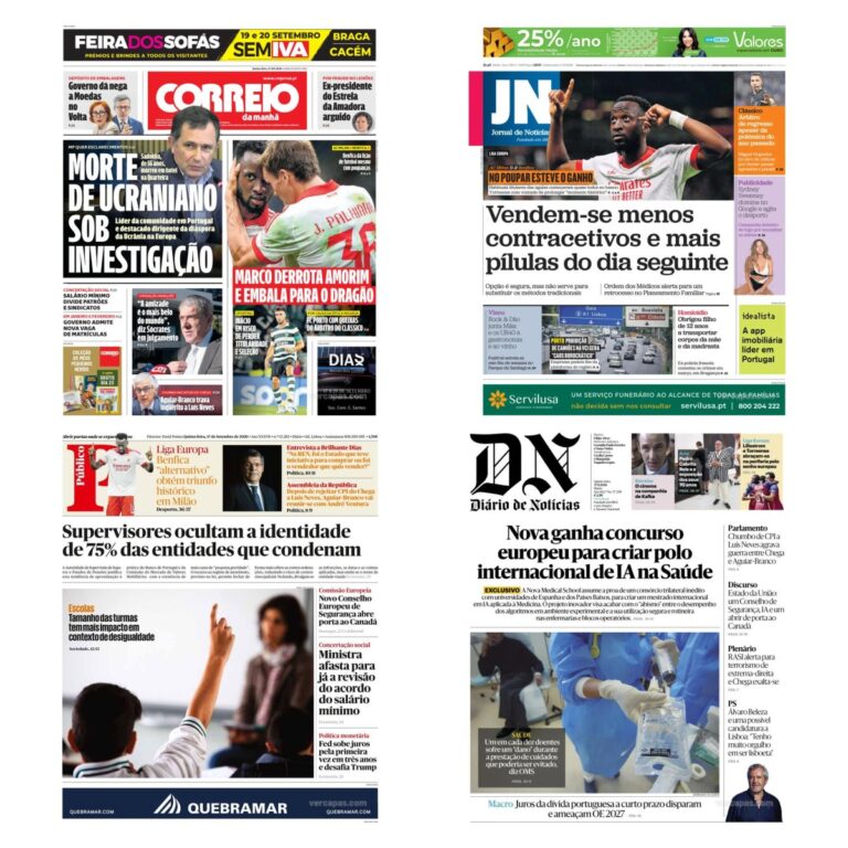 Capas dos principais jornais nacionais