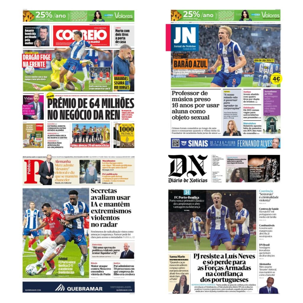 Capas dos principais jornais nacionais