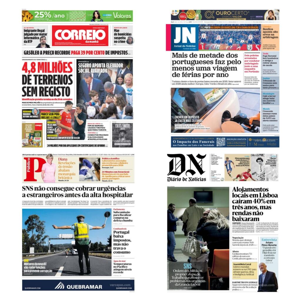Capas dos principais jornais nacionais