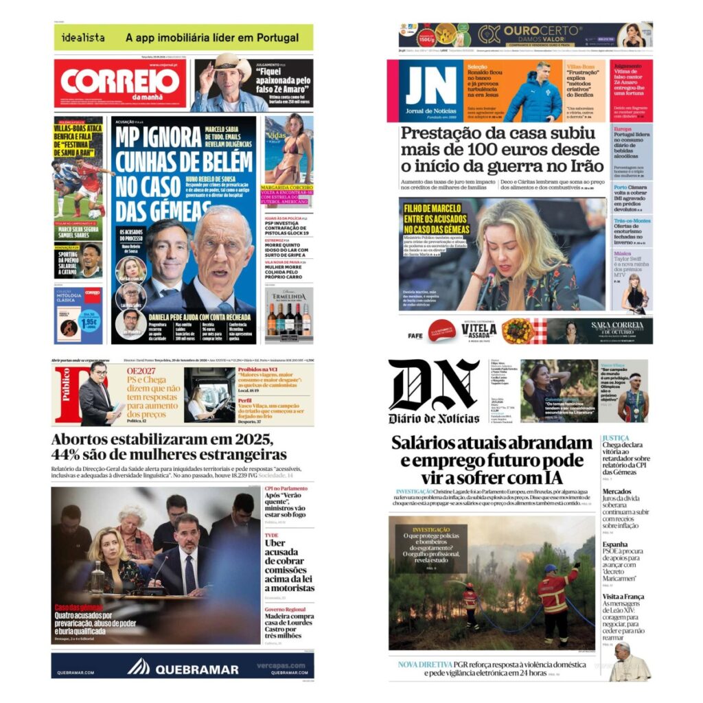 Capas dos principais jornais nacionais