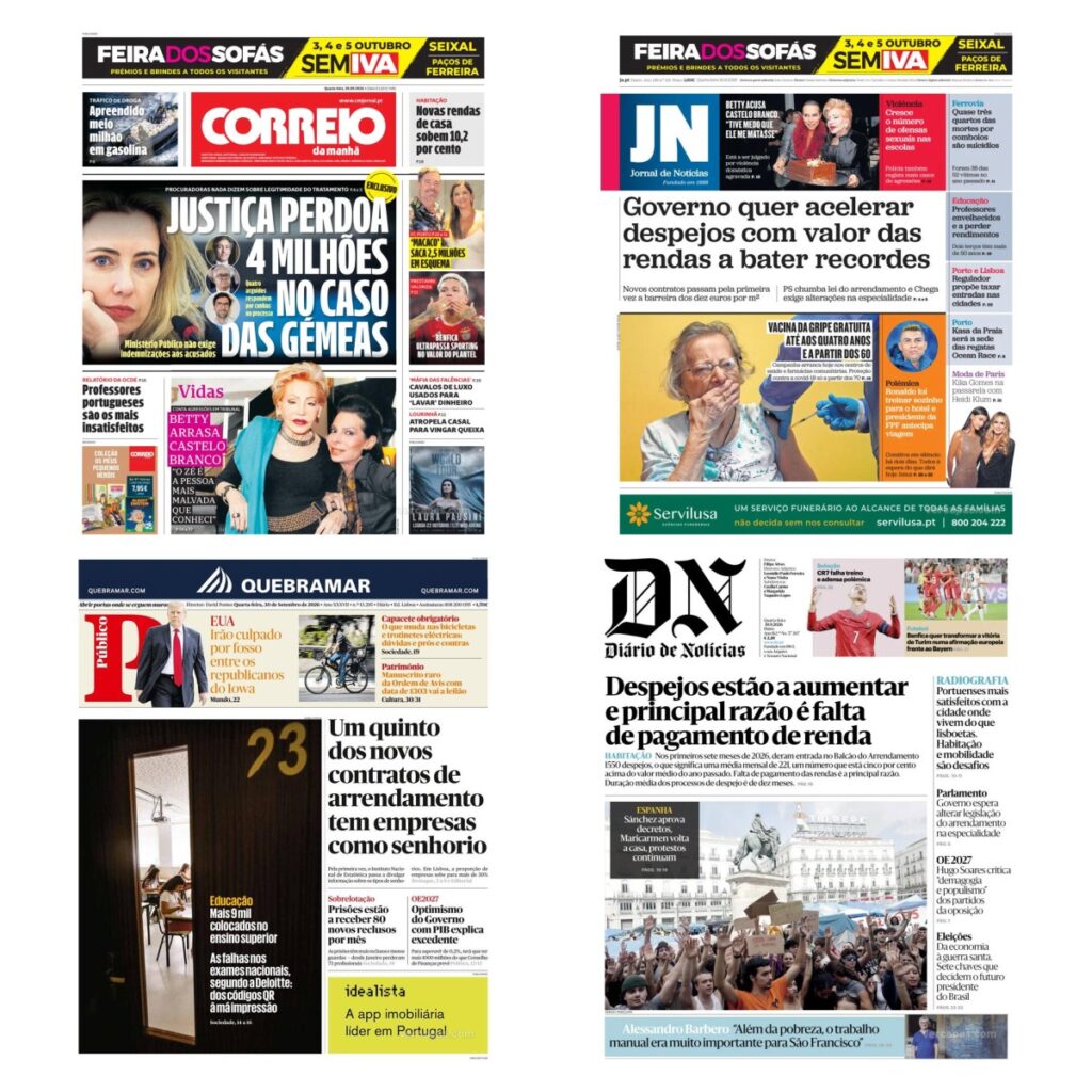 Capas dos principais jornais nacionais