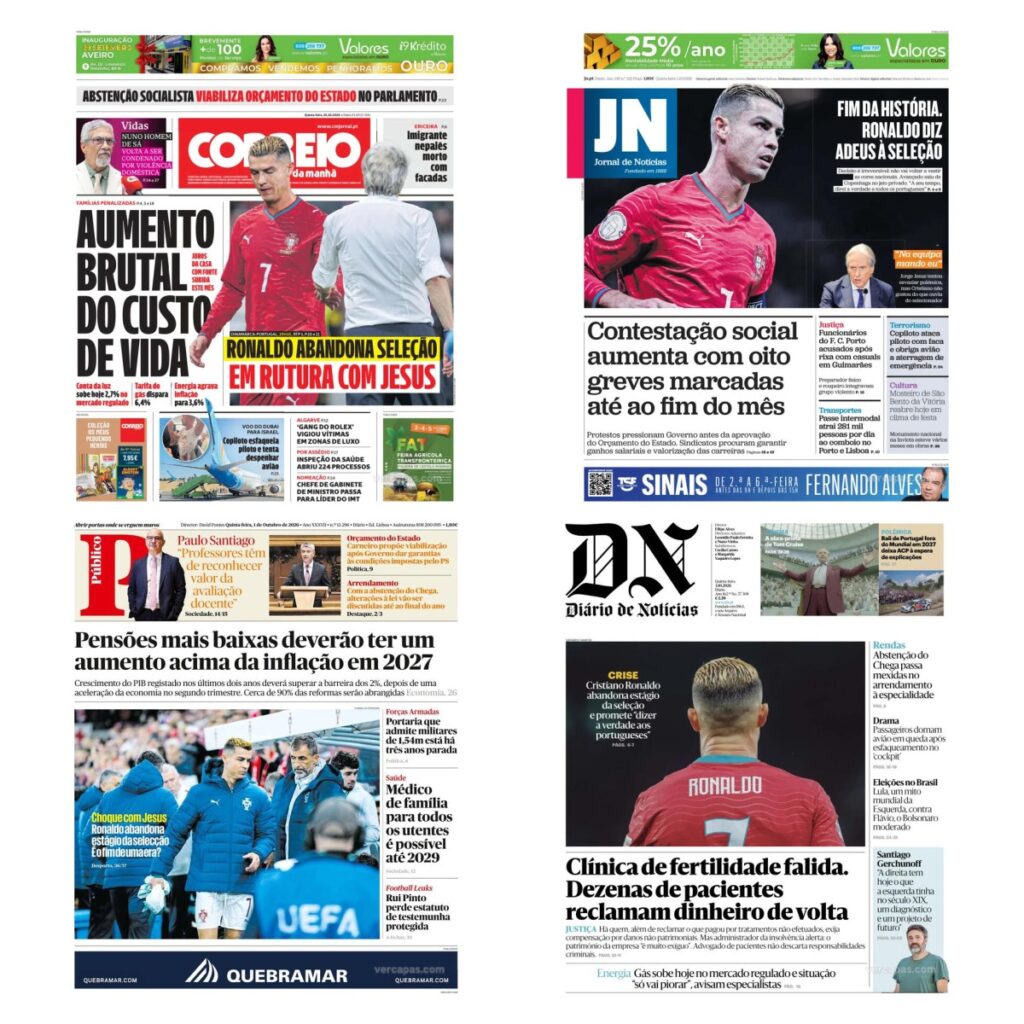 Capas dos principais jornais nacionais