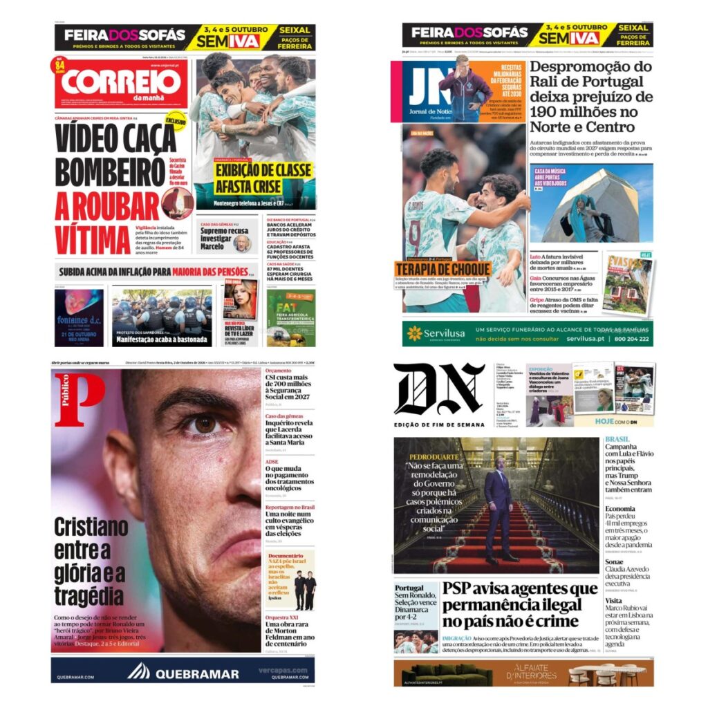 Capas dos principais jornais nacionais