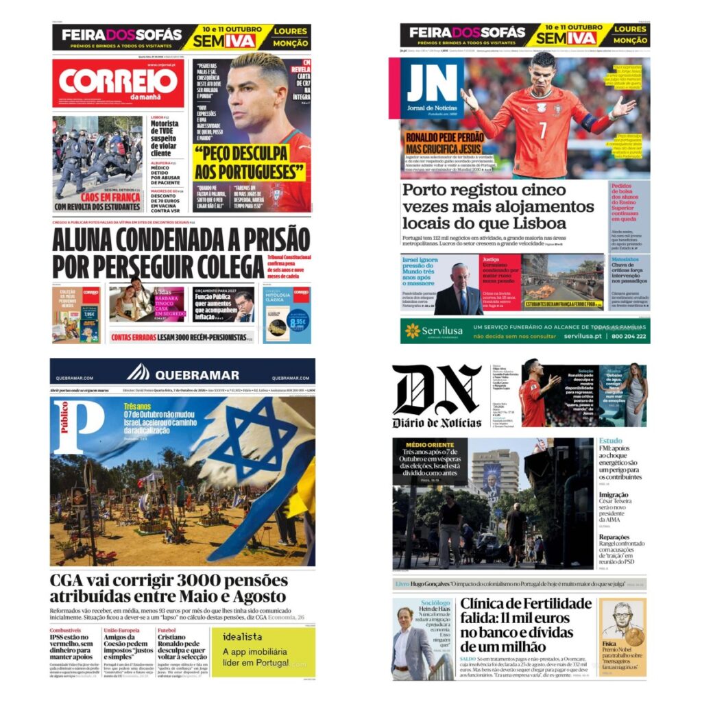 Capas dos principais jornais nacionais