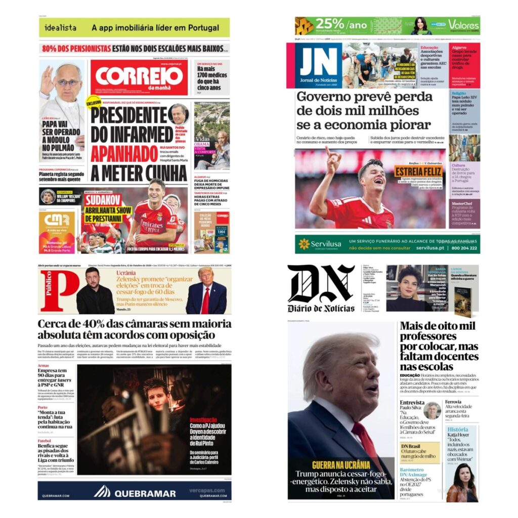 Capas dos principais jornais nacionais