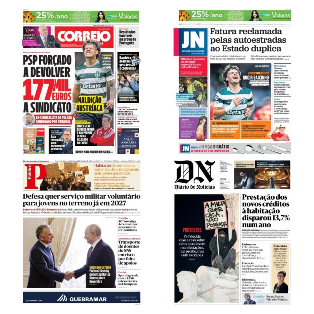 Capas dos principais jornais nacionais