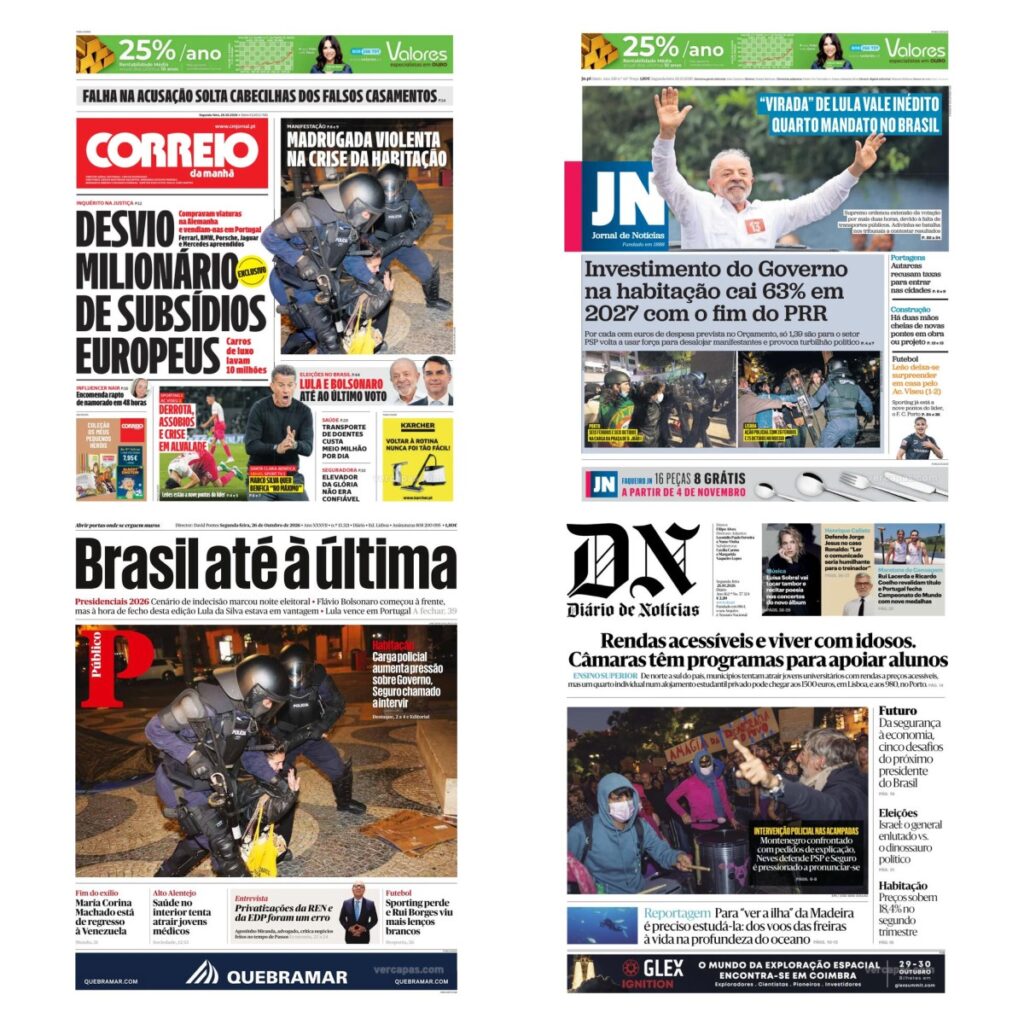 Capas dos principais jornais nacionais