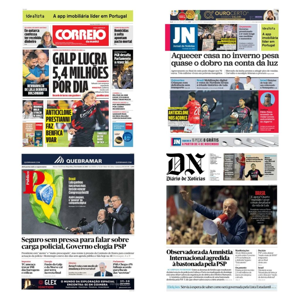 Capas dos principais jornais nacionais