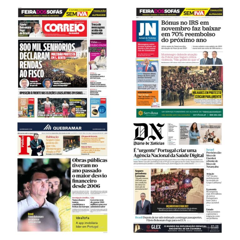 Capas dos principais jornais nacionais