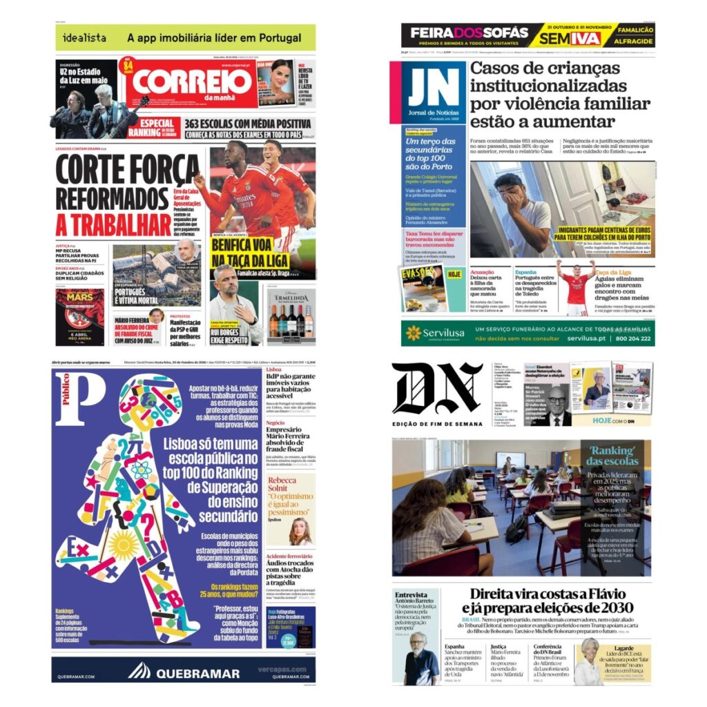 Capas dos principais jornais nacionais