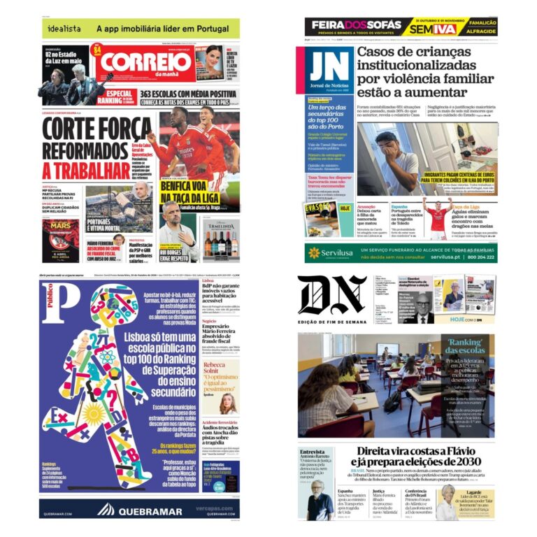 Capas dos principais jornais nacionais