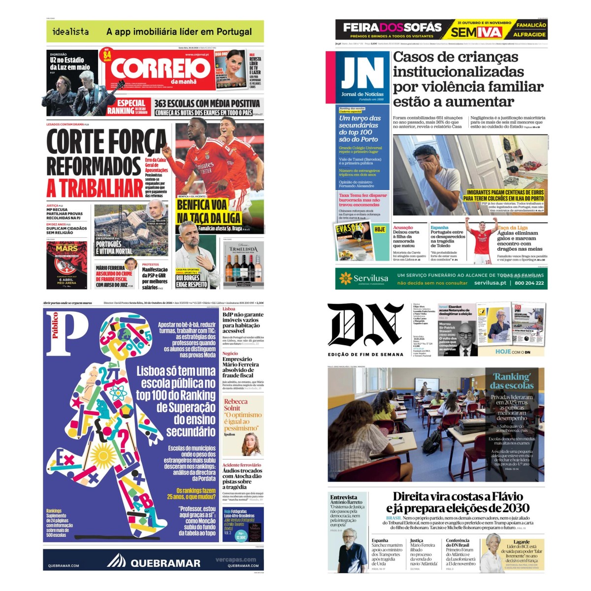 Capas dos principais jornais nacionais